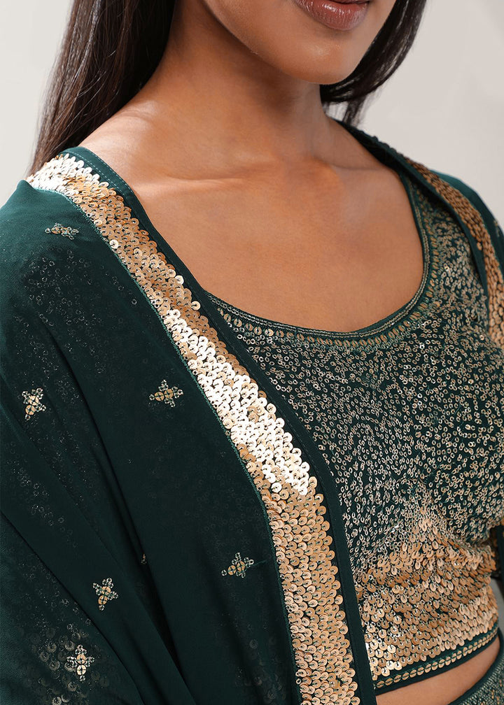 Buy Now Green Festive Style Embroidered Lehenga Choli Online in USA, UK, Canada, France, Italy, Germany, Australia, UAE, Qatar & Worldwide at Empress Clothing.