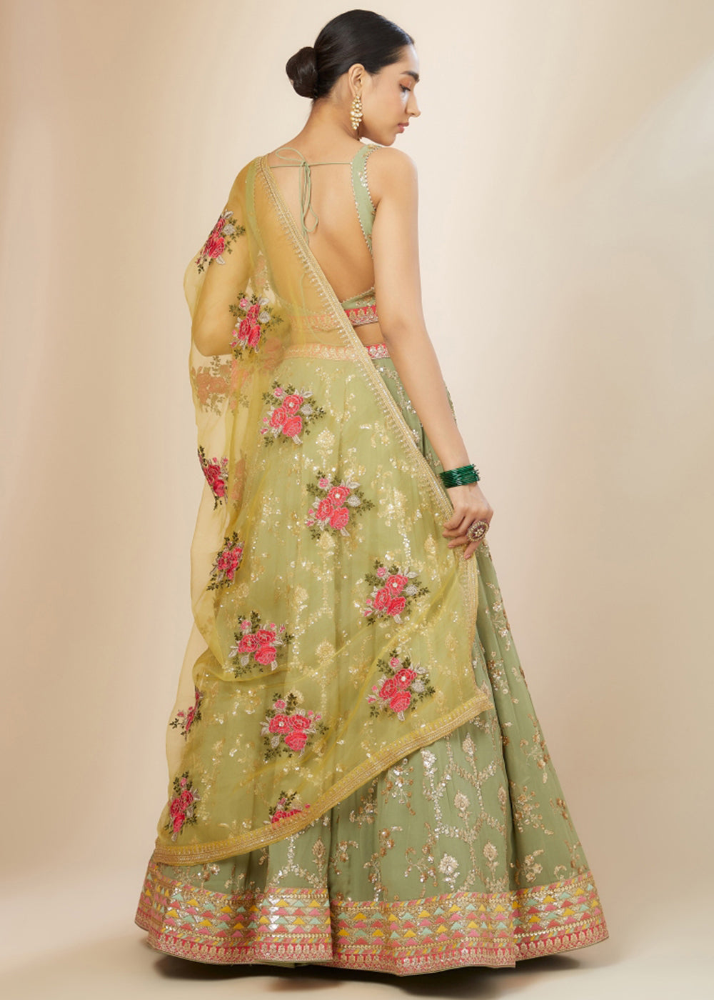 Buy Now Pista Green Festive Style Embroidered Lehenga Choli Online in USA, UK, Canada, France, Italy, Germany, Australia, UAE & Worldwide at Empress Clothing.