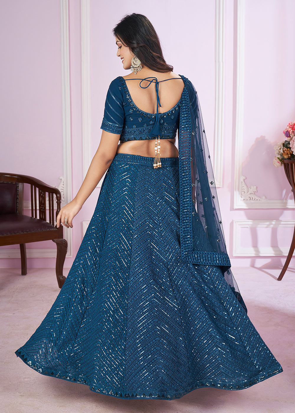 Buy Now Georgette Embroidered Blue Color Bridesmaids Lehenga Choli Online in USA, UK, Canada & Worldwide at Empress Clothing.