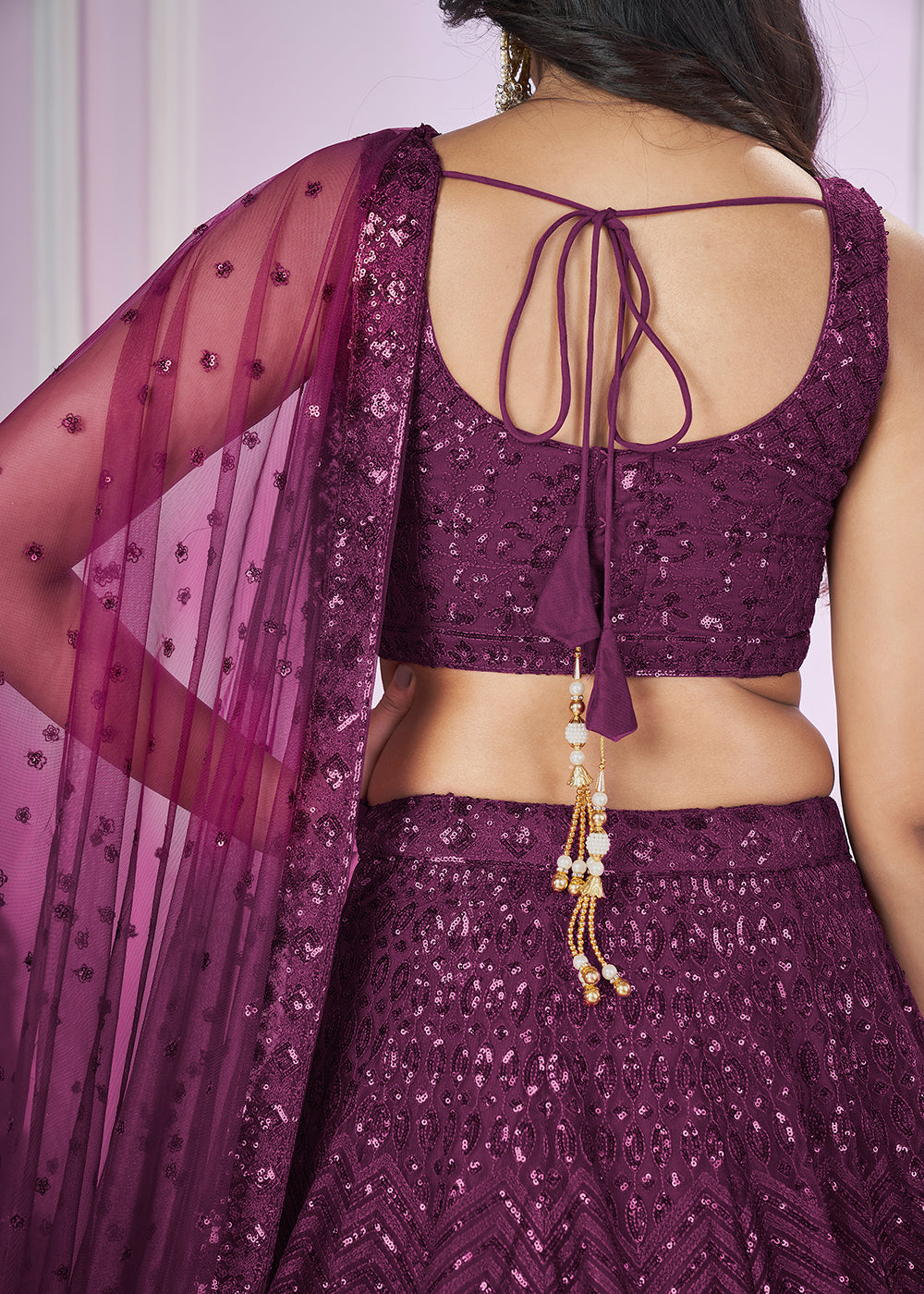 Buy Now Soft Net Embroidered Purple Color Reception Lehenga Choli Online in USA, UK, Canada & Worldwide at Empress Clothing. 