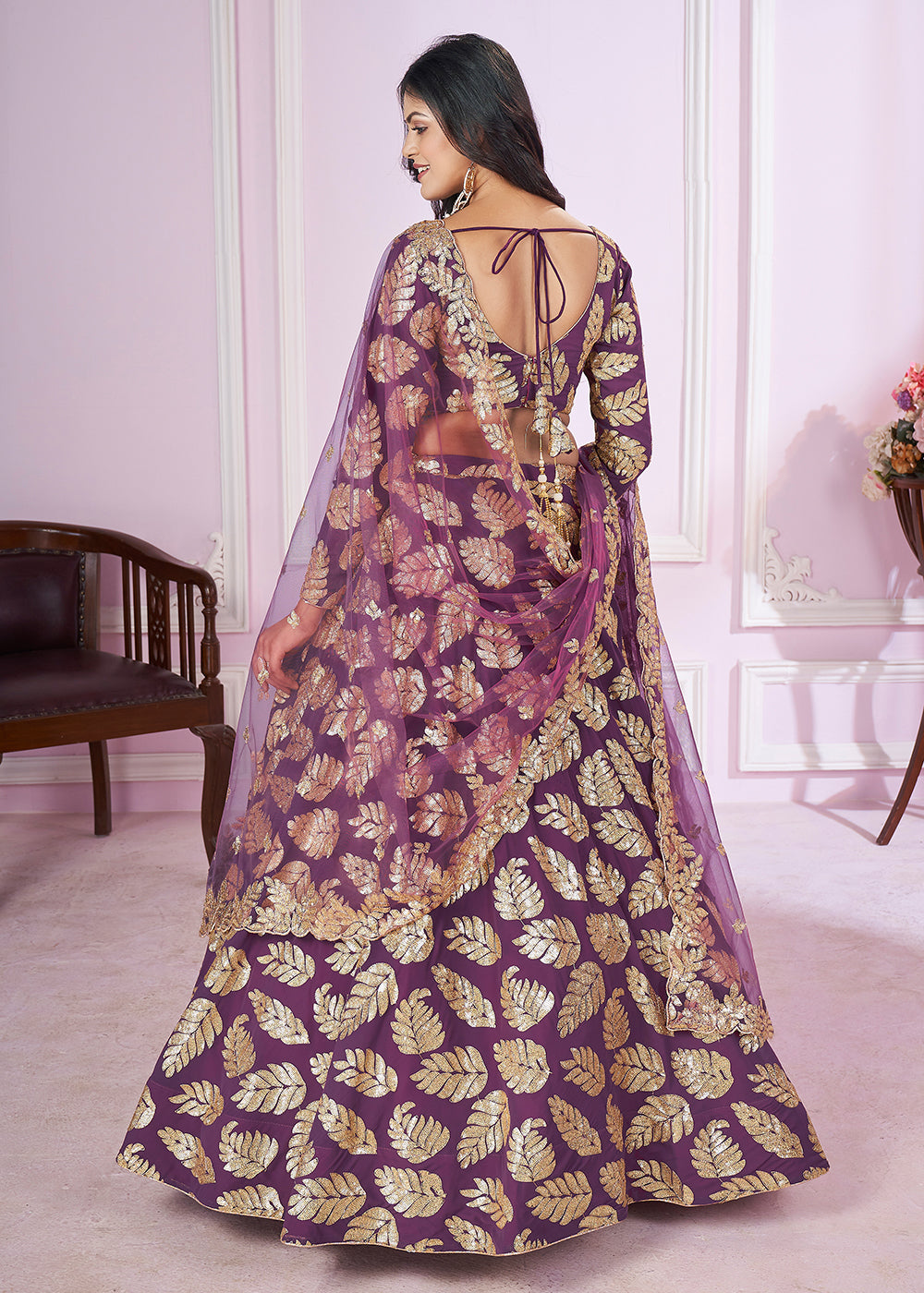 Buy Now Embroidered Georgette Purple Color Reception Lehenga Choli Online in USA, UK, Canada & Worldwide at Empress Clothing.