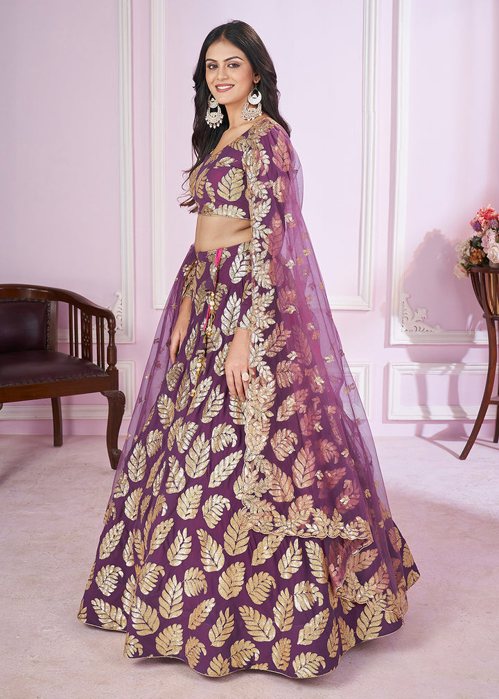 Buy Now Embroidered Georgette Purple Color Reception Lehenga Choli Online in USA, UK, Canada & Worldwide at Empress Clothing.