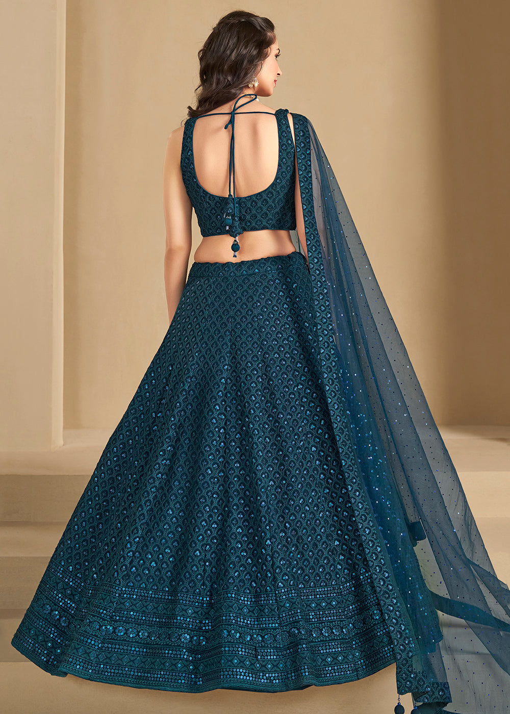 Buy Now Threads & Sequins Work Blue Festive Style Lehenga Choli Online in USA, UK, Canada, France, Italy, Germany, Austria, UAE & Worldwide at Empress Clothing.