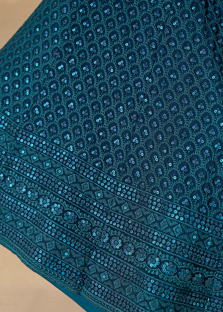 Buy Now Threads & Sequins Work Blue Festive Style Lehenga Choli Online in USA, UK, Canada, France, Italy, Germany, Austria, UAE & Worldwide at Empress Clothing.