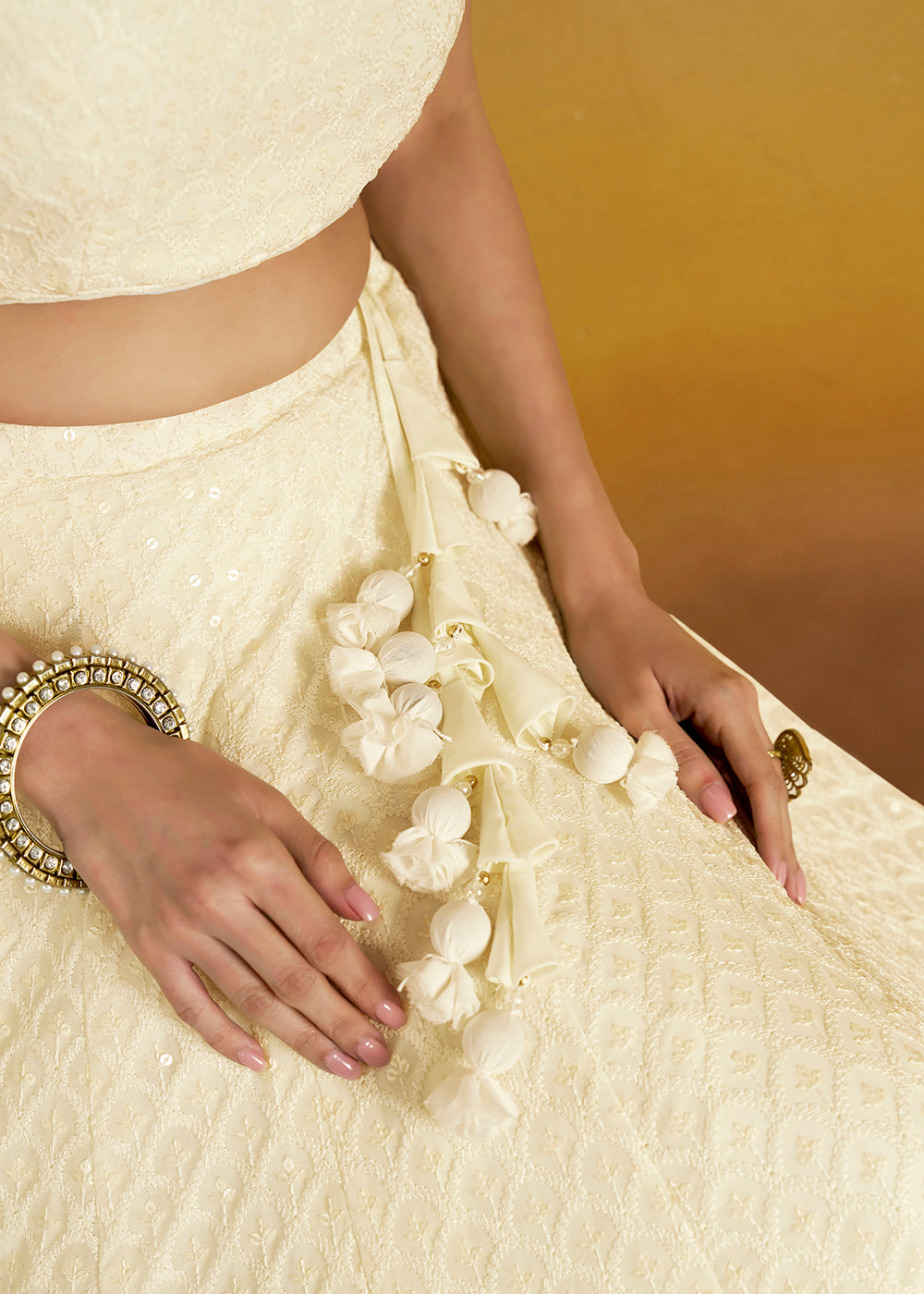 Buy Festive Style Lehenga Threads Sequins Work White Lehenga