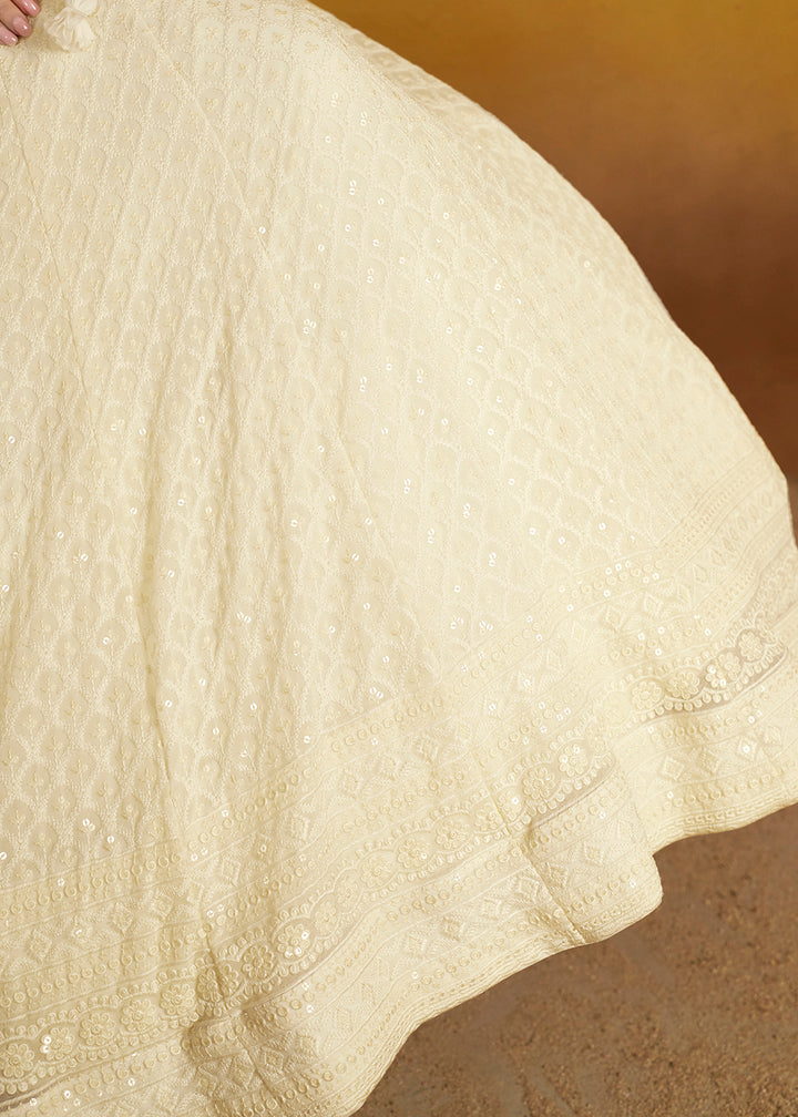 Buy Now Threads & Sequins Work White Festive Style Lehenga Choli Online in USA, UK, Canada, France, Italy, Gerany, Austria, UAE & Worldwide at Empress Clothing.