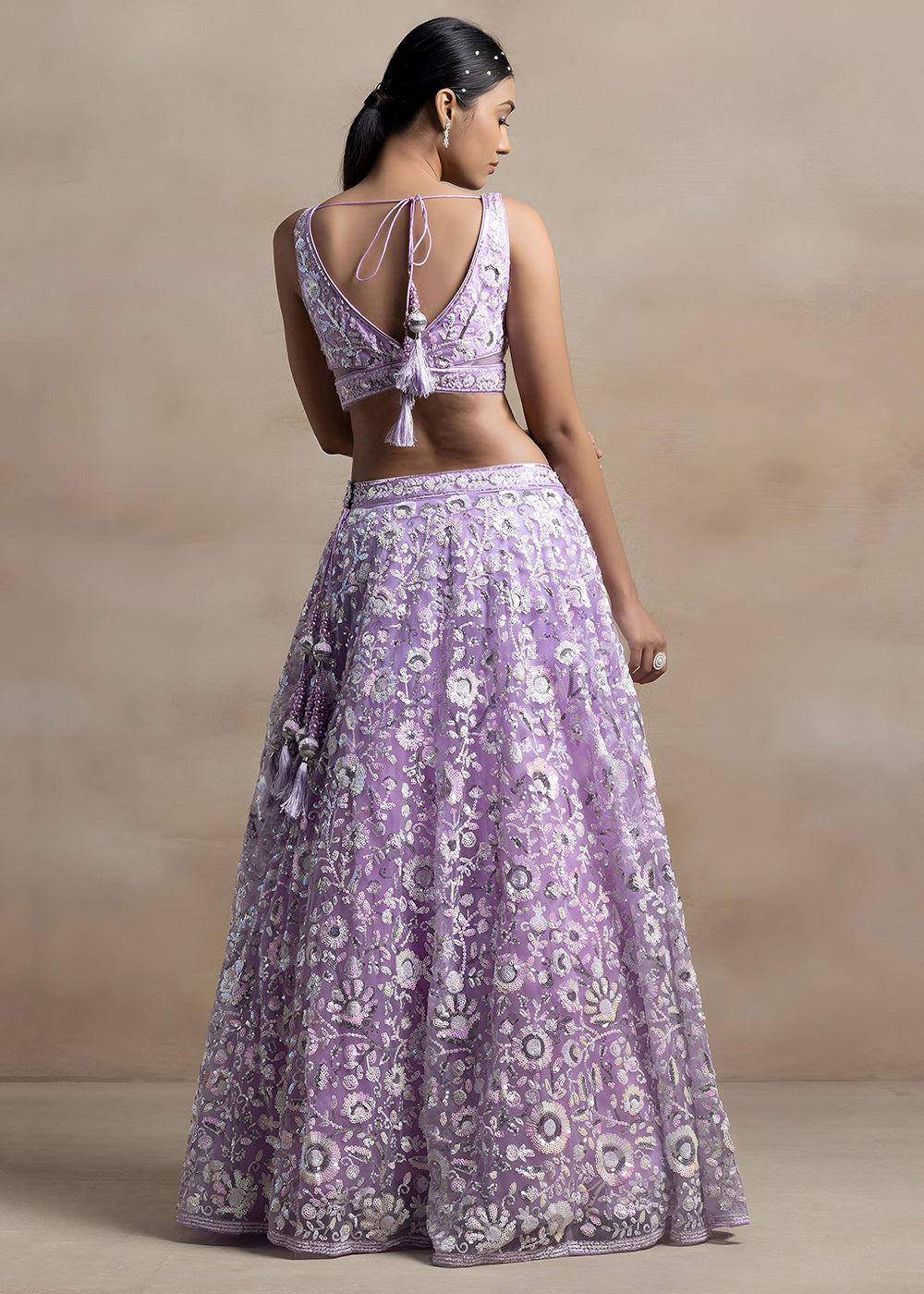 Buy Now Lavender Soft Net Material Embroidered Wedding Lehenga Choli Online in US, UK, Canada, France, Italy, Germany, Australia, Greece, &amp; Worldwide at Empress