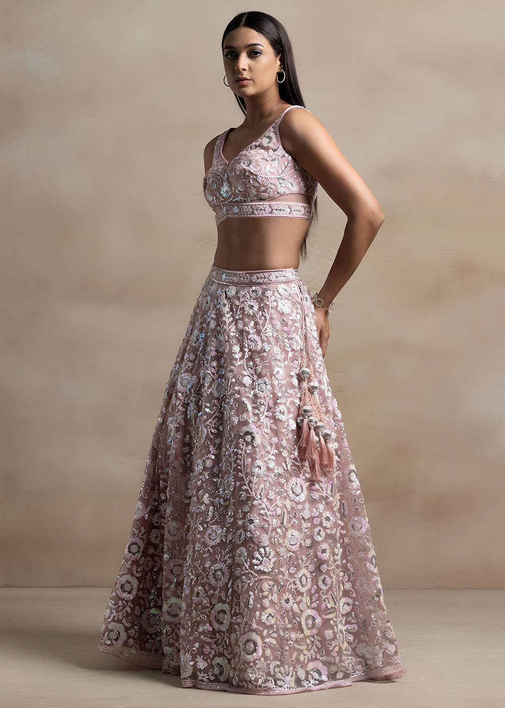 Buy Now Pink Soft Net Material Embroidered Wedding Lehenga Choli Online in US, UK, Canada, France, Italy, Germany, Australia, Greece, &amp; Worldwide at Empress