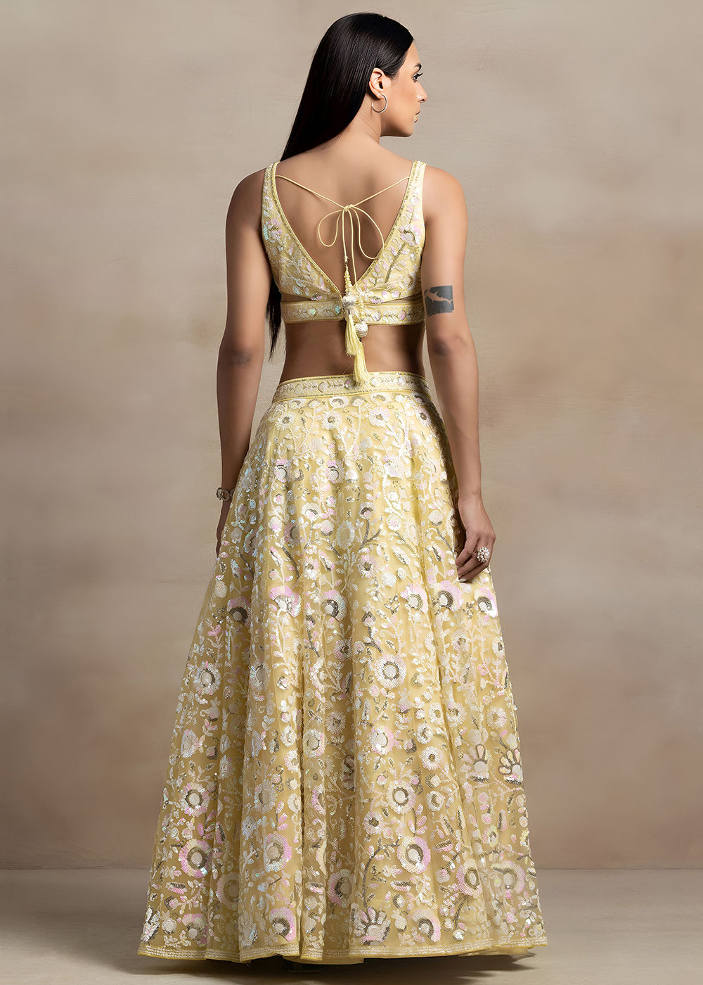 Buy Now Yellow Soft Net Material Embroidered Wedding Lehenga Choli Online in US, UK, Canada, France, Italy, Germany, Australia, Greece, &amp; Worldwide at Empress.