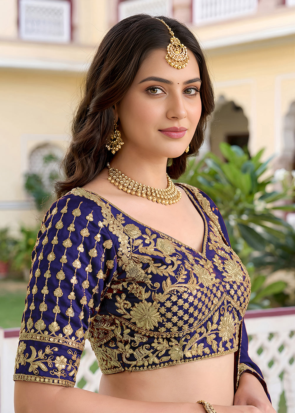 Buy Now Blue Rangoli Silk Zari & Threads Festive Lehenga Choli Online in US, UK, Canada, France, Italy, Germany, Sweden, UAE & Worldwide at Empress Clothing.