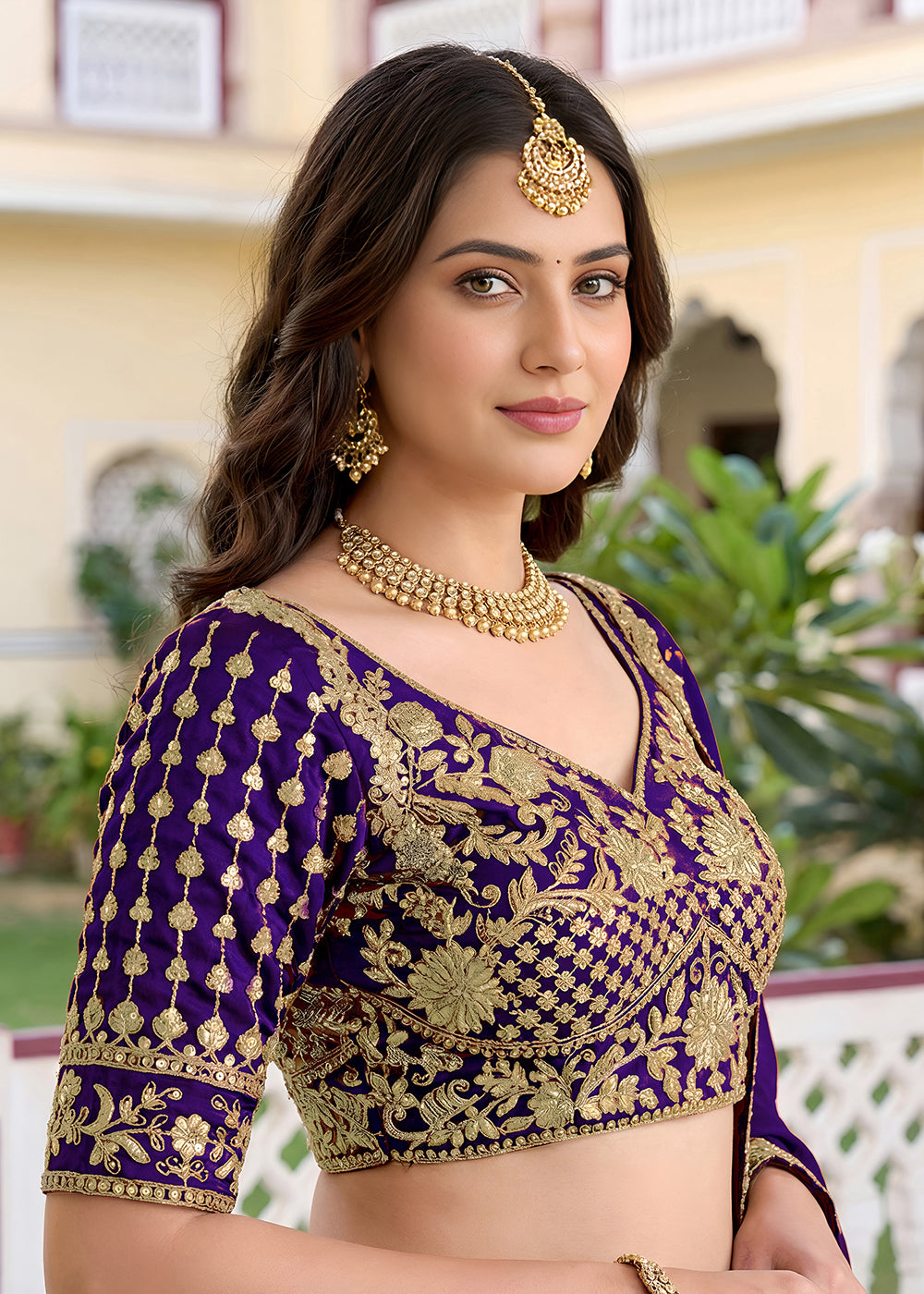 Buy Now Purple Rangoli Silk Zari &amp; Threads Festive Lehenga Choli Online in US, UK, Canada, France, Italy, Germany, Sweden, UAE &amp; Worldwide at Empress Clothing.
