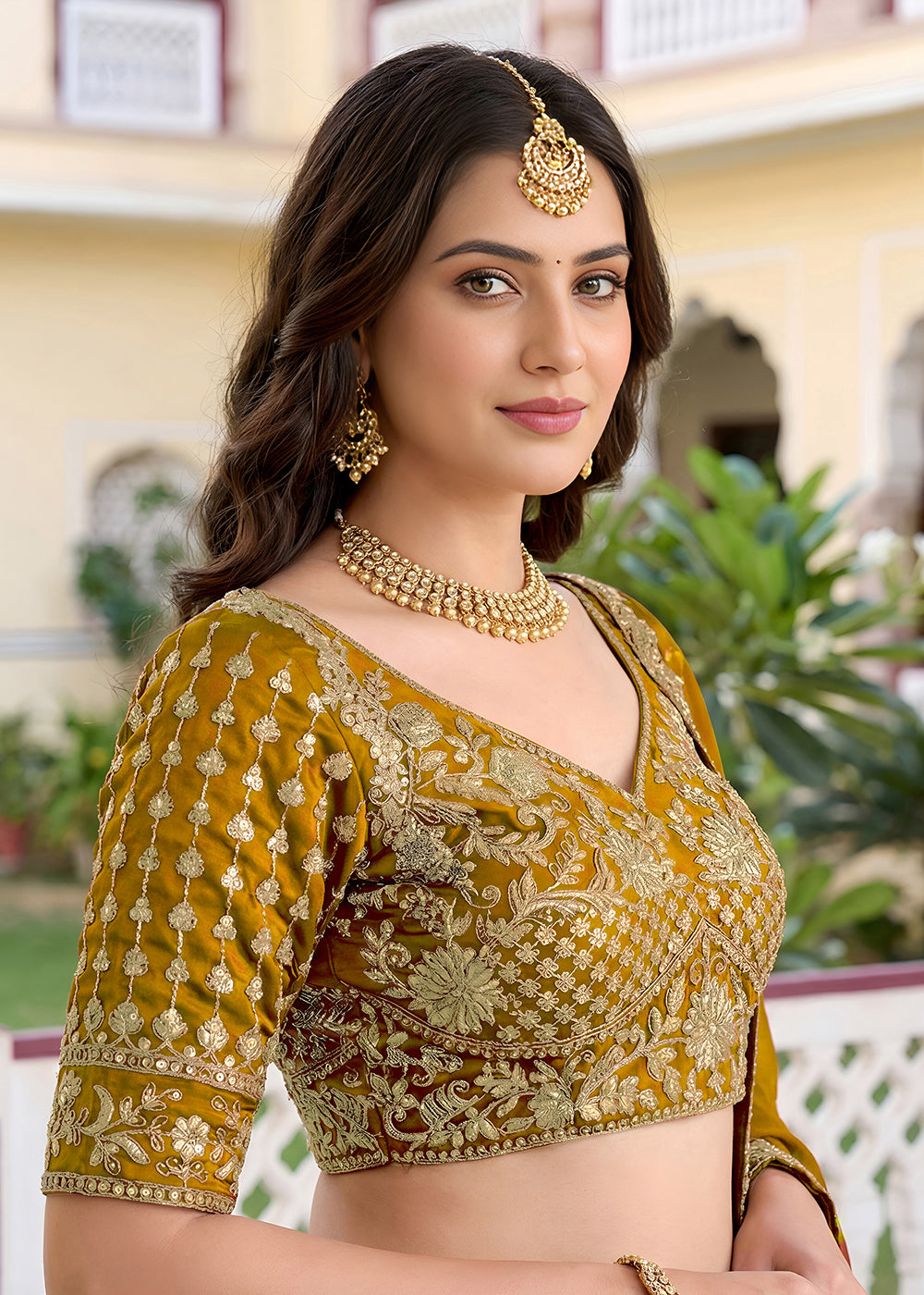 Buy Now Yellow Rangoli Silk Zari & Threads Festive Lehenga Choli Online in US, UK, Canada, France, Italy, Germany, Sweden, UAE & Worldwide at Empress Clothing.