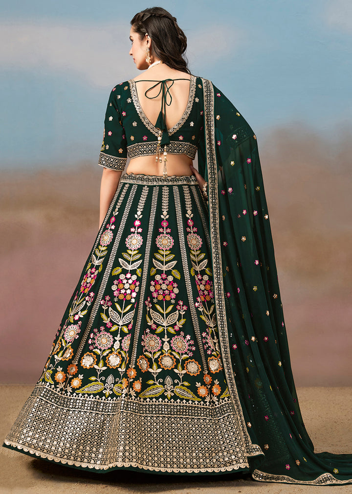 Buy Now Green Multi Color Threads Work Festive Lehenga Choli Online in USA, UK, Canada, France, Italy, Germany, Australia, UAE & Worldwide at Empress Clothing.