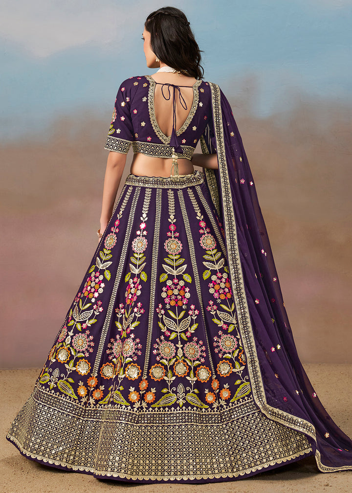 Buy Now Purple Multi Color Threads Work Festive Lehenga Choli Online in USA, UK, Canada, France, Italy, Germany, Australia, UAE & Worldwide at Empress Clothing.
