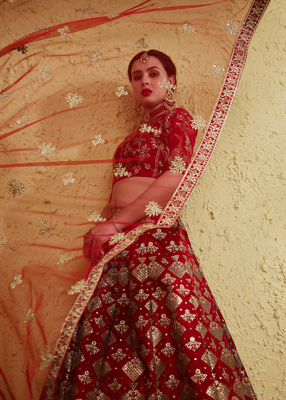 Buy Now Wedding Embroidered Red Art Silk Lehenga Choli Online in US, UK, Canada, France, Italy, Germany, Sweden, Australia, Denmark, UAE &amp; Worldwide at Empress.