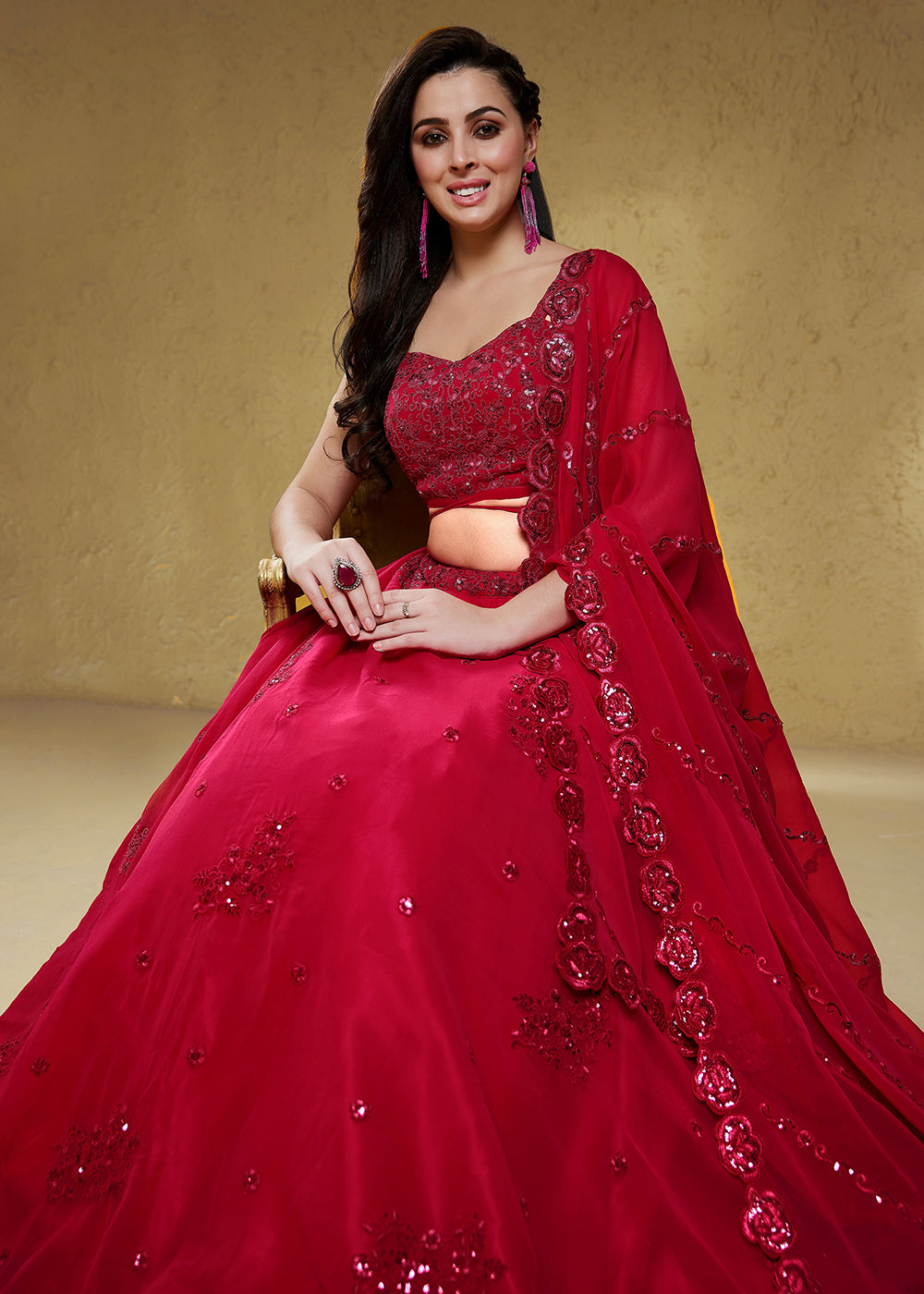 Buy Now Pink Sequins & Dori Embroidered Festive Lehenga Choli Online in US, UK, Canada, France, Italy, Germany, Sweden, Australia, UAE & Worldwide at Empress.