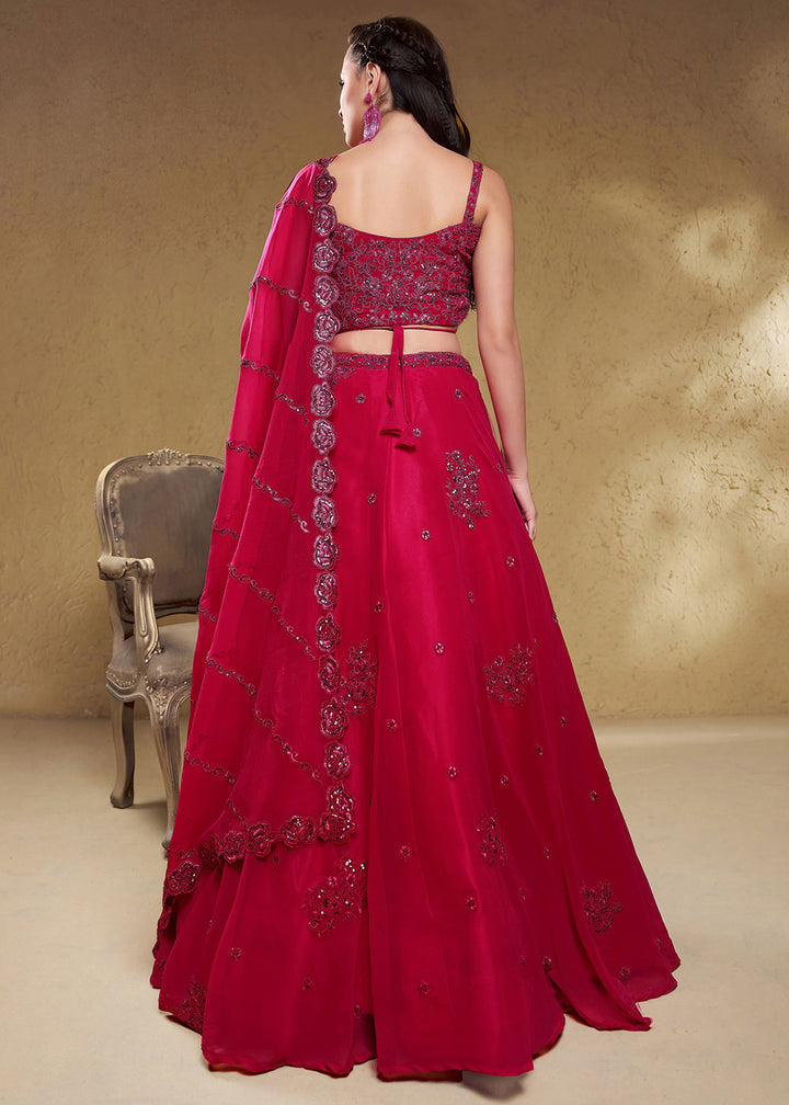 Buy Now Pink Sequins &amp; Dori Embroidered Festive Lehenga Choli Online in US, UK, Canada, France, Italy, Germany, Sweden, Australia, UAE &amp; Worldwide at Empress.