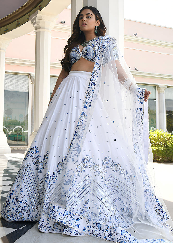 Buy Now Wedding Festive Wear White Designer Lehenga Choli Online in US, UK, Canada, France, Italy, Germany, Australia, Greece, UAE &amp; Worldwide at Empress.
