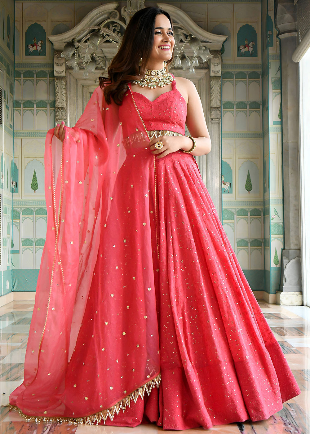 Buy Now Wedding Festive Wear Pink Designer Lehenga Choli Online in US, UK, Canada, France, Italy, Germany, Australia, Greece, UAE & Worldwide at Empress.
