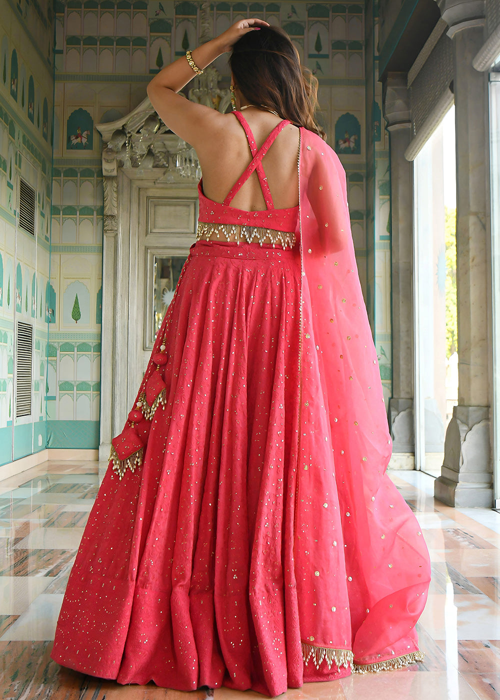 Buy Now Wedding Festive Wear Pink Designer Lehenga Choli Online in US, UK, Canada, France, Italy, Germany, Australia, Greece, UAE &amp; Worldwide at Empress.