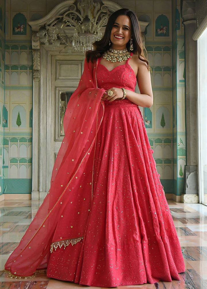 Buy Now Wedding Festive Wear Pink Designer Lehenga Choli Online in US, UK, Canada, France, Italy, Germany, Australia, Greece, UAE &amp; Worldwide at Empress.