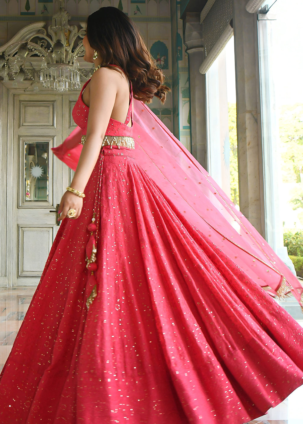 Buy Now Wedding Festive Wear Pink Designer Lehenga Choli Online in US, UK, Canada, France, Italy, Germany, Australia, Greece, UAE &amp; Worldwide at Empress.