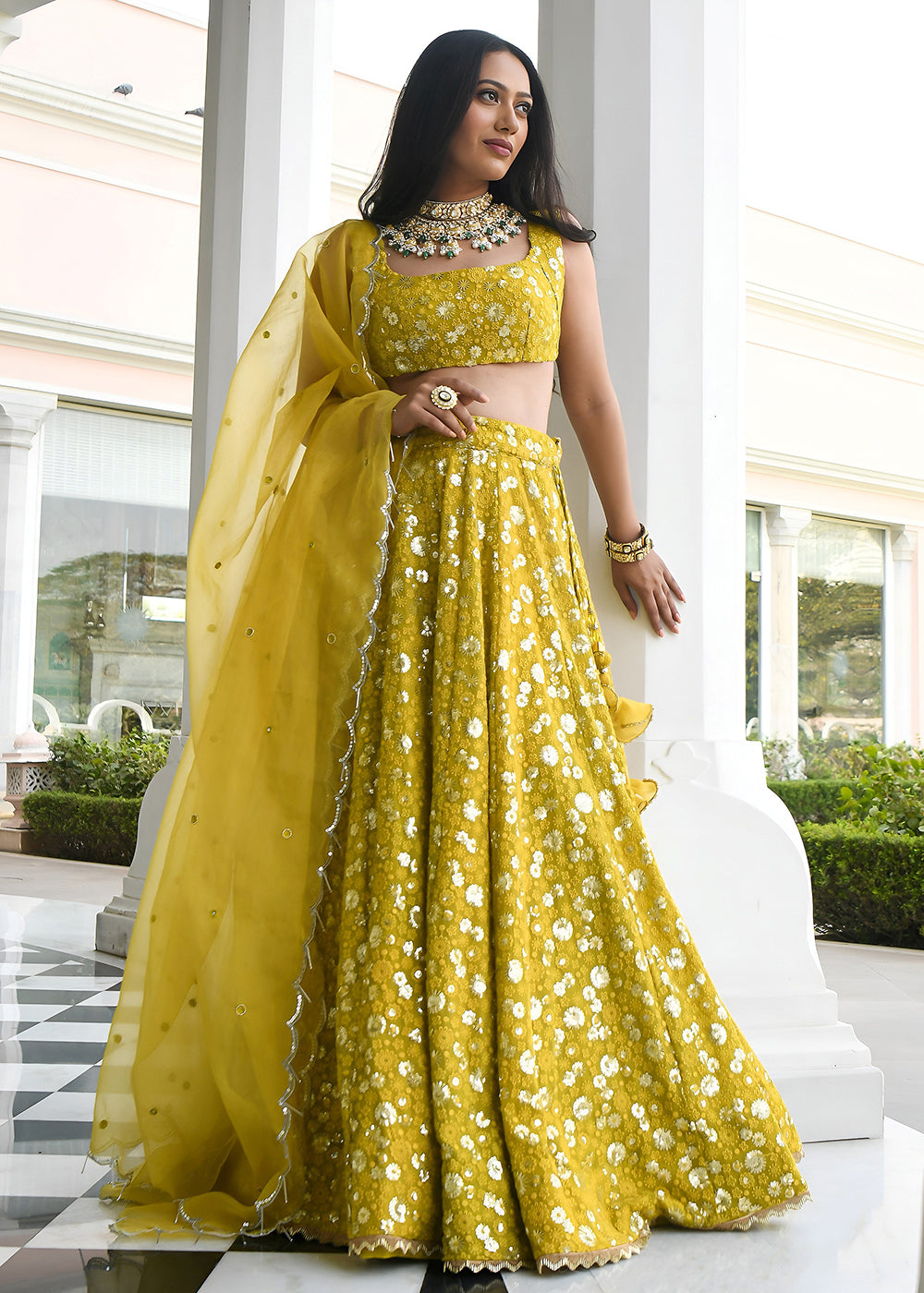 Buy Now Wedding Festive Wear  Olive Designer Lehenga Choli Online in US, UK, Canada, France, Italy, Germany, Australia, Greece, UAE & Worldwide at Empress.