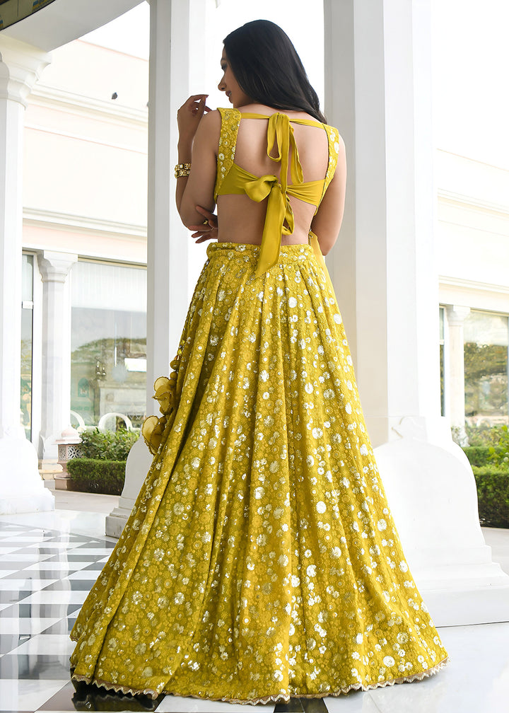 Buy Now Wedding Festive Wear  Olive Designer Lehenga Choli Online in US, UK, Canada, France, Italy, Germany, Australia, Greece, UAE &amp; Worldwide at Empress.