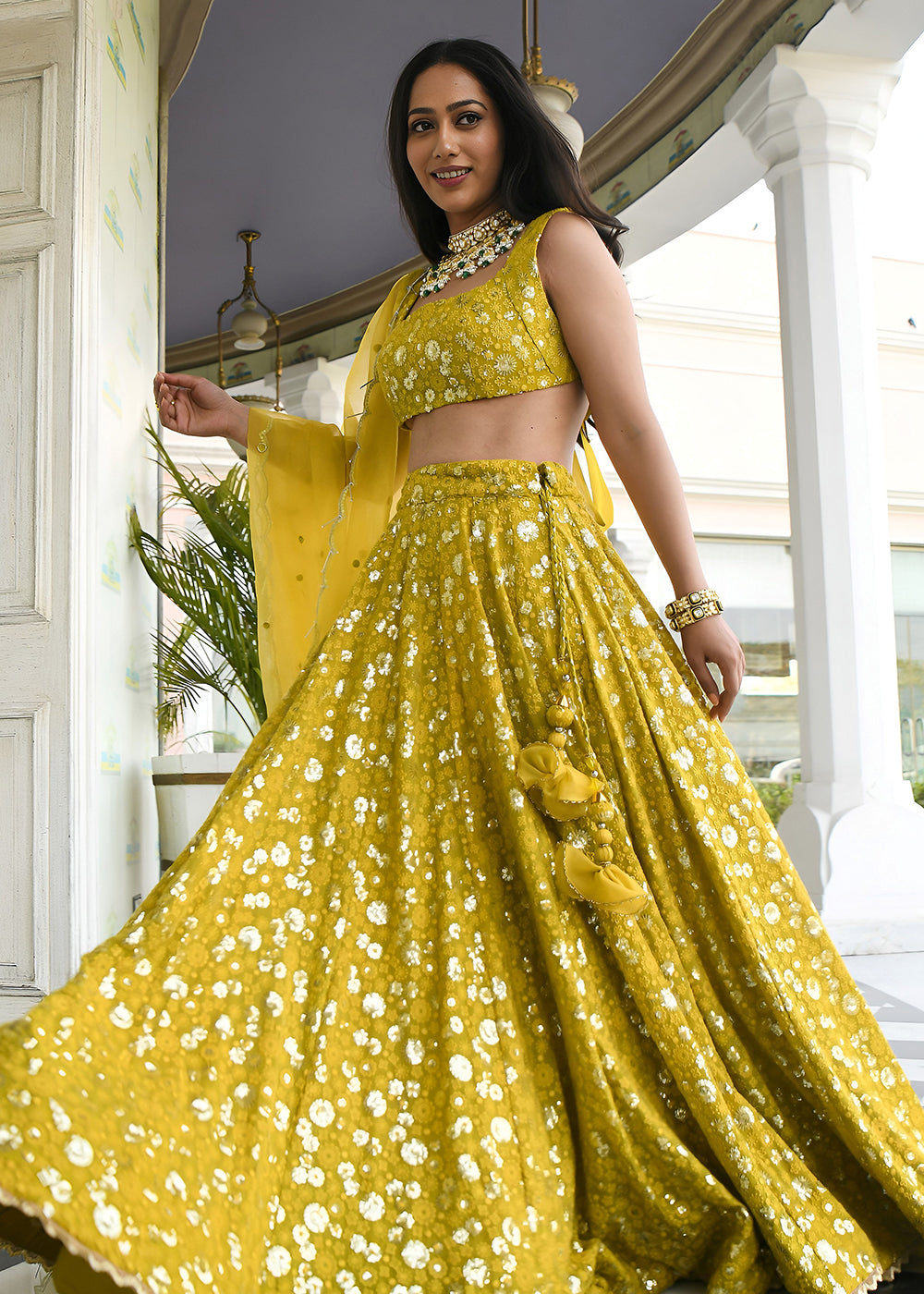 Buy Now Wedding Festive Wear  Olive Designer Lehenga Choli Online in US, UK, Canada, France, Italy, Germany, Australia, Greece, UAE &amp; Worldwide at Empress.