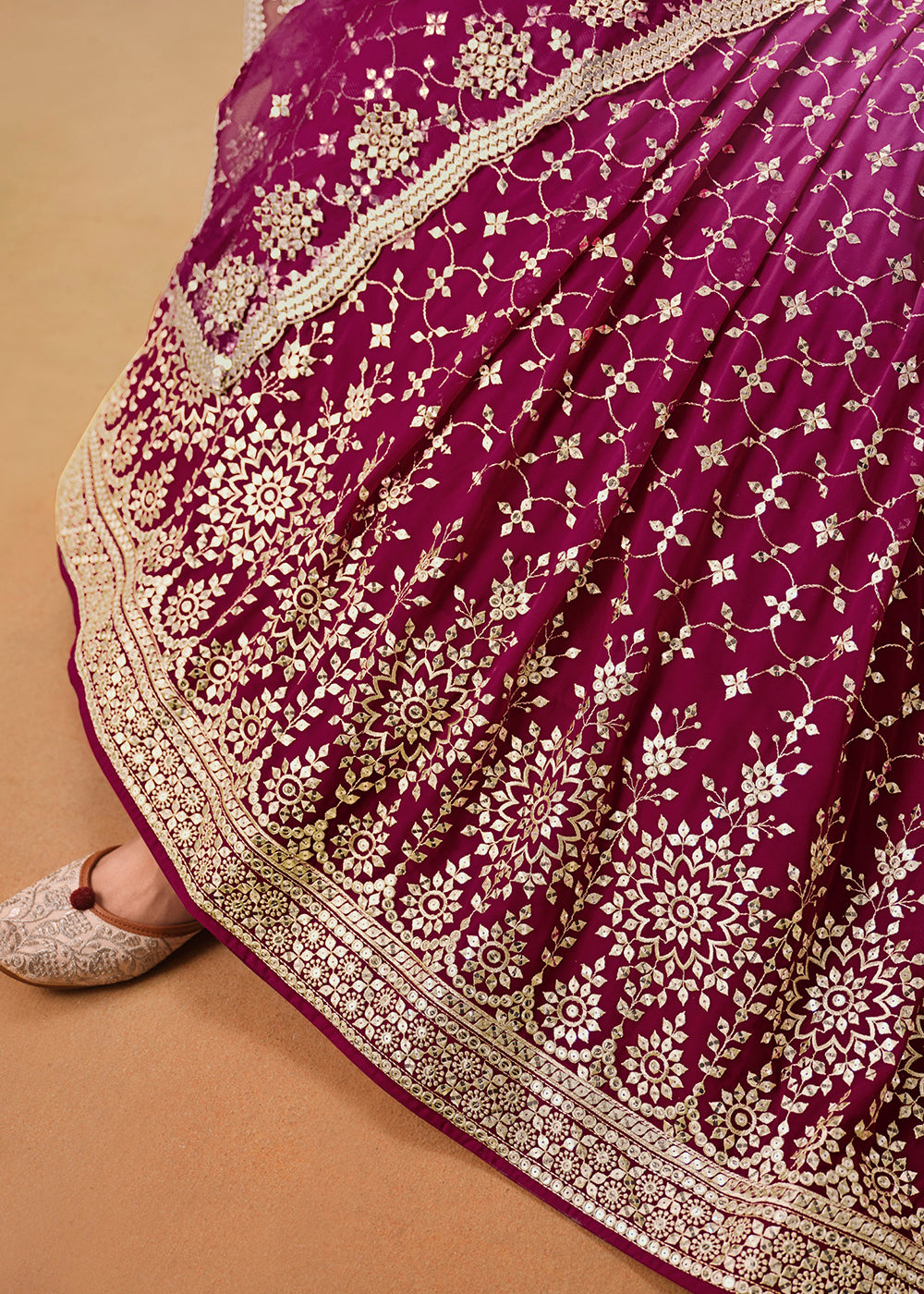 Buy Now Red Sequins & Zari Embroidered Wedding Lehenga Choli Online in USA, UK, Canada, France, Italy, Germany, Australia, UAE & Worldwide at Empress Clothing.