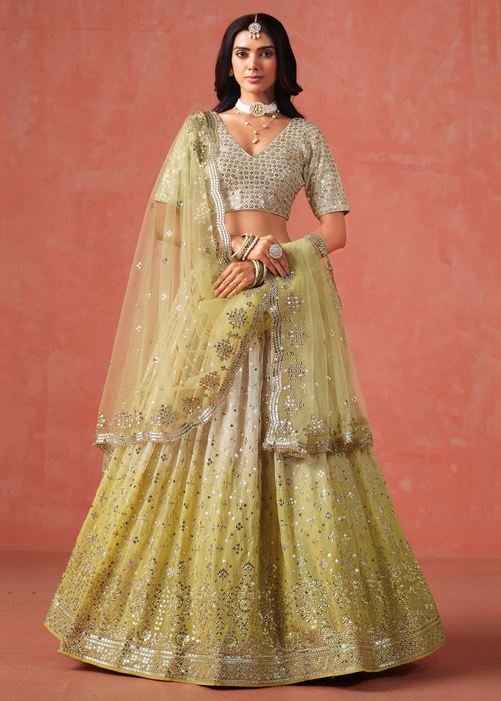 Buy Now Yellow Sequin & Zari Embroidered Wedding Lehenga Choli Online in USA, UK, Canada, France, Italy, Germany, Australia, UAE & Worldwide at Empress Clothing.