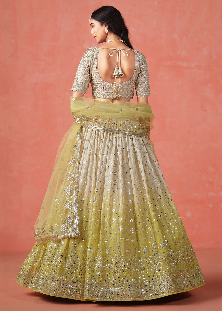 Buy Now Yellow Sequin & Zari Embroidered Wedding Lehenga Choli Online in USA, UK, Canada, France, Italy, Germany, Australia, UAE & Worldwide at Empress Clothing.