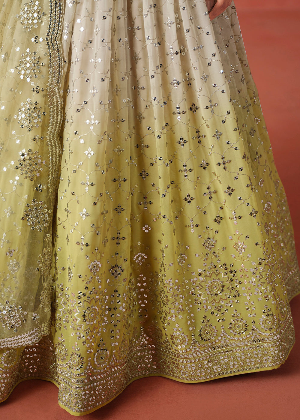Buy Now Yellow Sequin & Zari Embroidered Wedding Lehenga Choli Online in USA, UK, Canada, France, Italy, Germany, Australia, UAE & Worldwide at Empress Clothing.