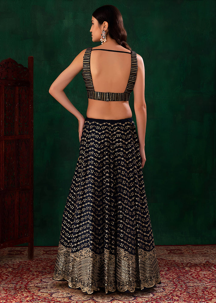 Buy Now Wedding Festive Wear Blue Designer Lehenga Choli Online in US, UK, Canada, France, Italy, Germany, Australia, Greece, UAE &amp; Worldwide at Empress.