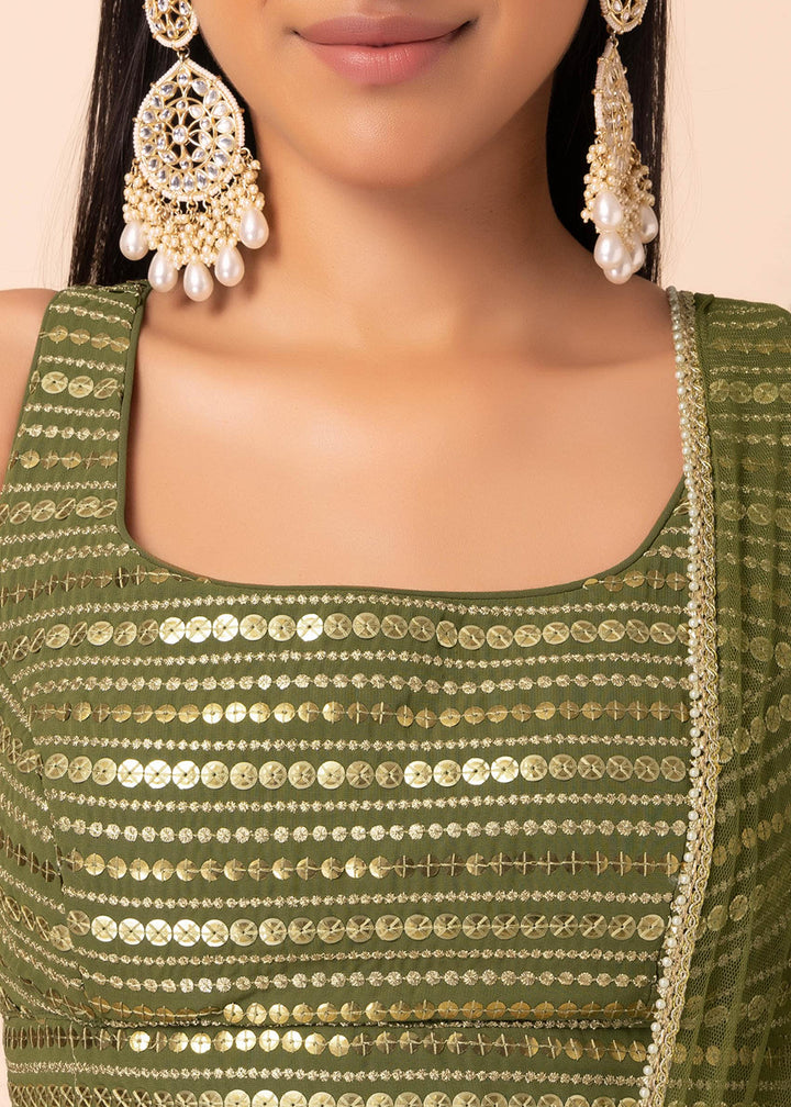 Buy Now Wedding Festive Wear Green Designer Lehenga Choli Online in US, UK, Canada, France, Italy, Germany, Australia, Greece, UAE &amp; Worldwide at Empress.