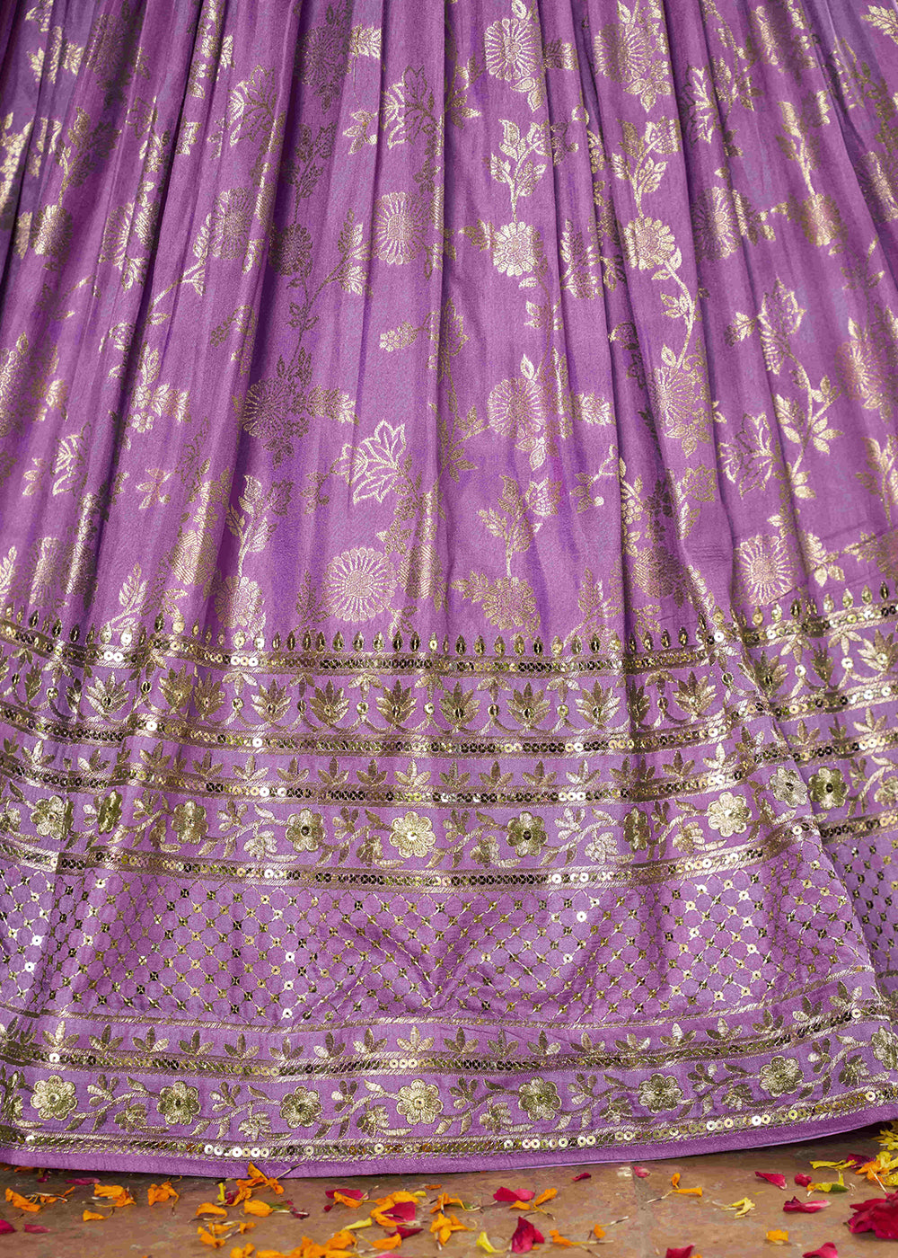 Buy Now Lavender Dola Silk Jacquard Festive Party Lehenga Choli Online in USA, UK, Canada, France, Italy, Germany, Australia & Worldwide at Empress Clothing.