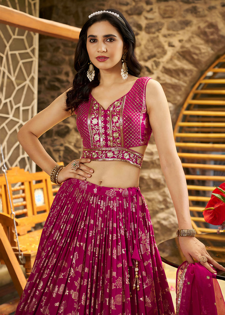Buy Now Rani Dola Silk Jacquard Festive Party Lehenga Choli Online in USA, UK, Canada, France, Italy, Germany, Australia, UAE & Worldwide at Empress Clothing.