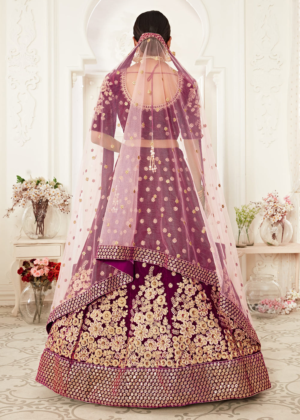 Buy Now Trendy Purple Velvet Embroidered Wedding Lehenga Choli Online in USA, UK, Canada & Worldwide at Empress Clothing. 