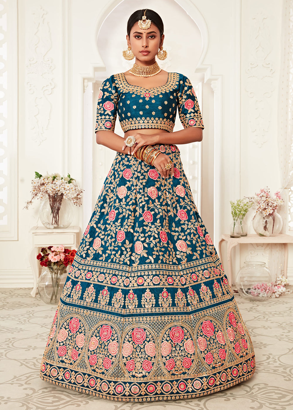 Buy Now Trendy Blue Silk Embroidered Wedding Lehenga Choli Online in USA, UK, Canada & Worldwide at Empress Clothing. 