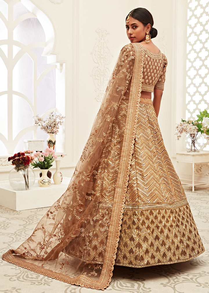 Buy Now Trendy Brown Silk Embroidered Wedding Lehenga Choli Online in USA, UK, Canada & Worldwide at Empress Clothing.