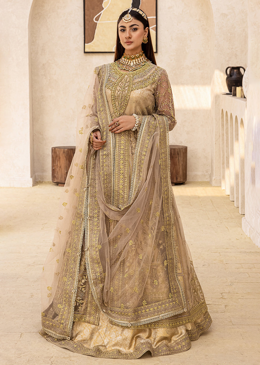 Pakistani Bridal Mint Green Lehenga in Gown Style #BN993 | Pakistani bridal  dresses, Pakistani bridal, Green lehenga