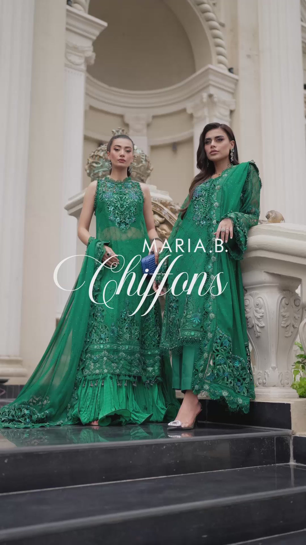 Buy Now Chiffon Formals 2023 by Maria B | MPC-23-108 Emerald Green Online in USA, UK, Canada & Worldwide at Empress Clothing.