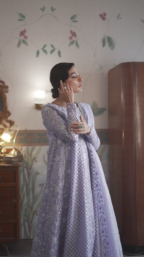 Buy Now Lavender Organza Net Pakistani Suit | Mushq | Qala Kamdaani | Neha Online in USA, UK, Canada & Worldwide at Empress Clothing.