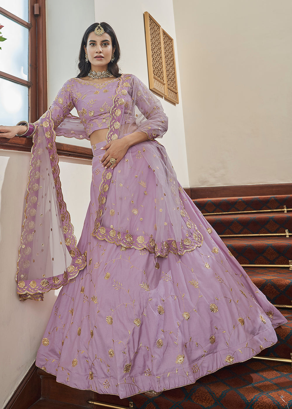 Buy Now Adorning Art Silk Lavender Wedding Lehenga Choli Online in USA, UK, Canada & Worldwide at Empress Clothing.