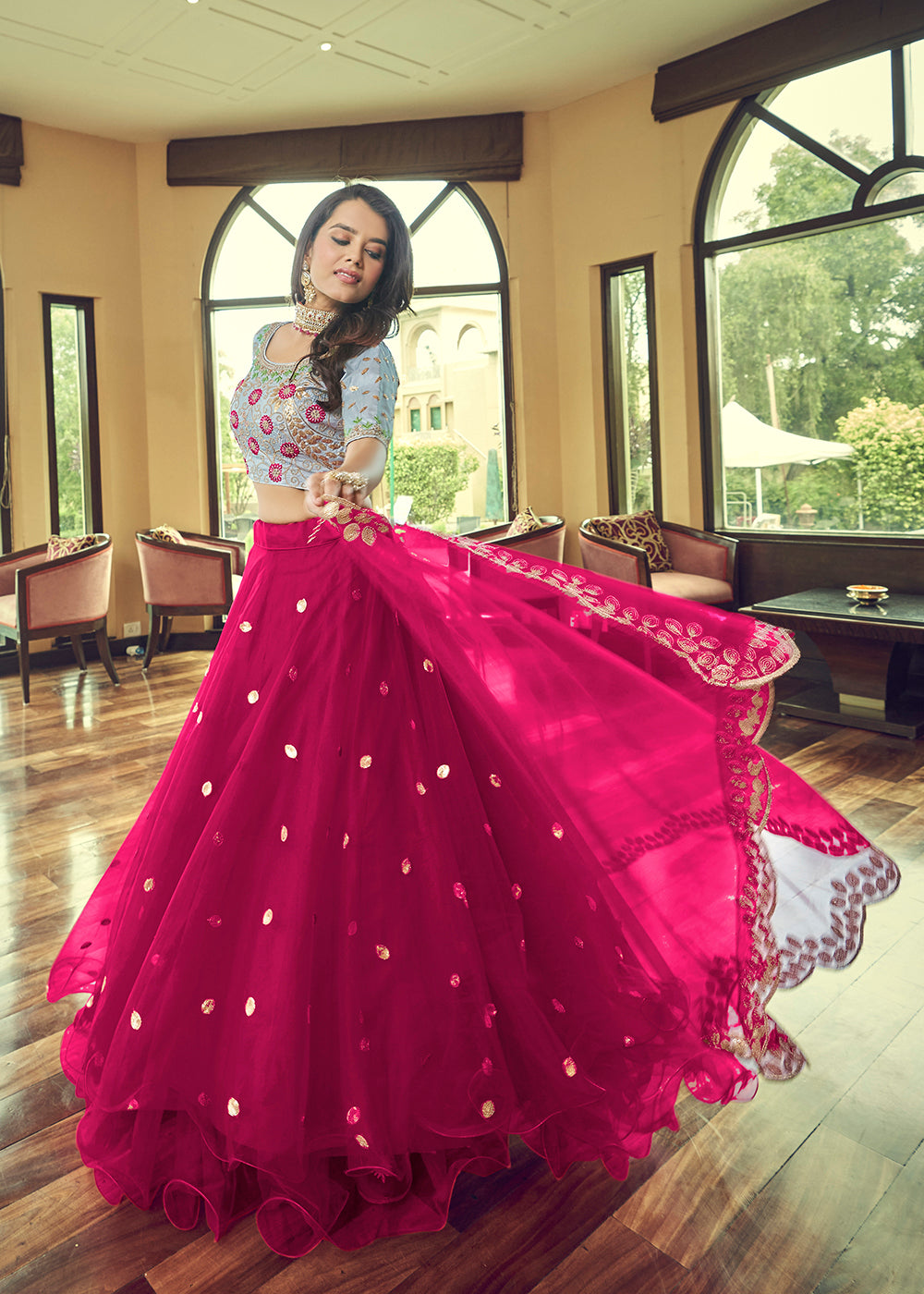 Peach Color Party Wear Designer Net Lehenga Choli With Dupatta – Kirdaram