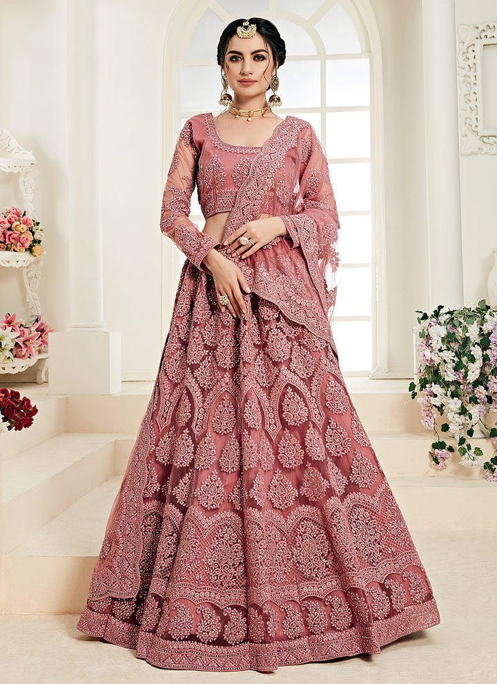 Rouge Pink A Line Trendy Wedding Lehenga Choli