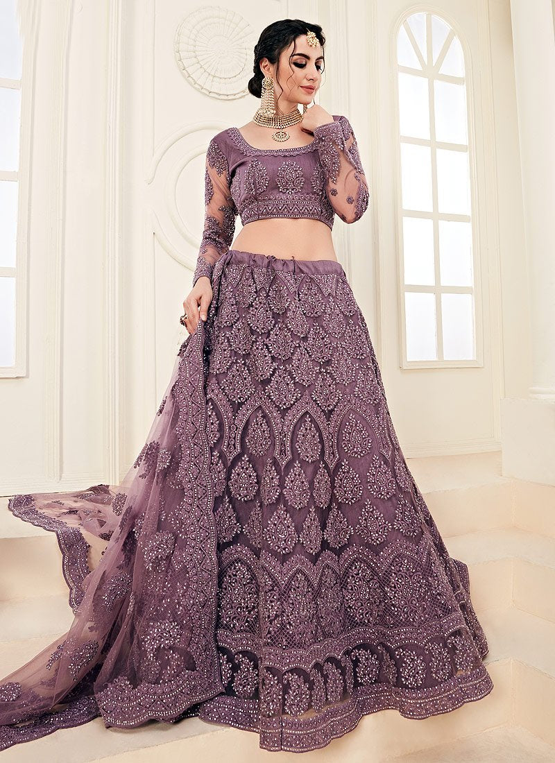 Mauve Purple A Line Trendy Wedding Lehenga Choli
