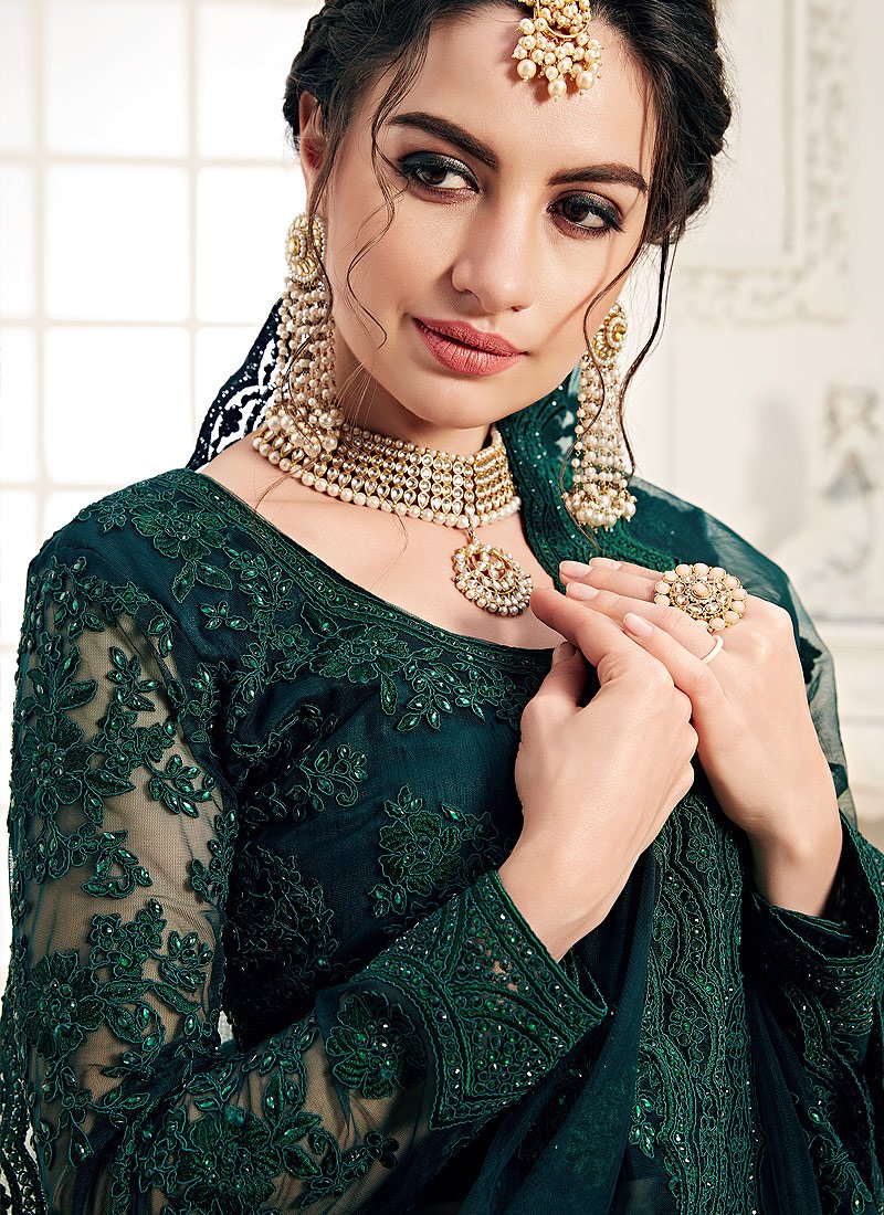 Peacock Green A Line Trendy Wedding Lehenga Choli Peacock Green A Line Trendy Wedding Lehenga Choli
