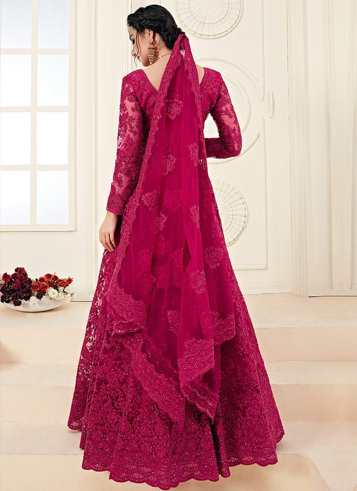 Hot Pink A Line Trendy Wedding Lehenga Choli