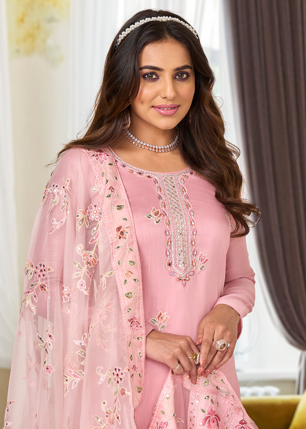 Buy Now Viscose Silk Brilliant Pink Embroidered Salwar Kameez Online in USA, UK, Canada & Worldwide at Empress Clothing.